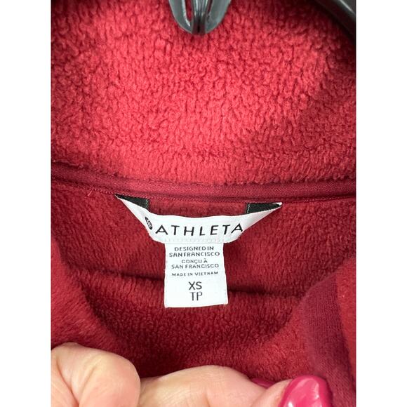 Athleta Cozy Karma Asym Pullover In Brick Red Size XS - Picture 3 of 5